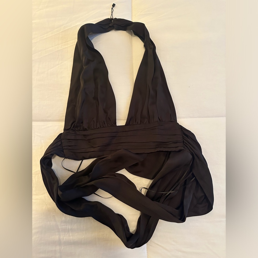 Zara Black Halter Wrap Top
